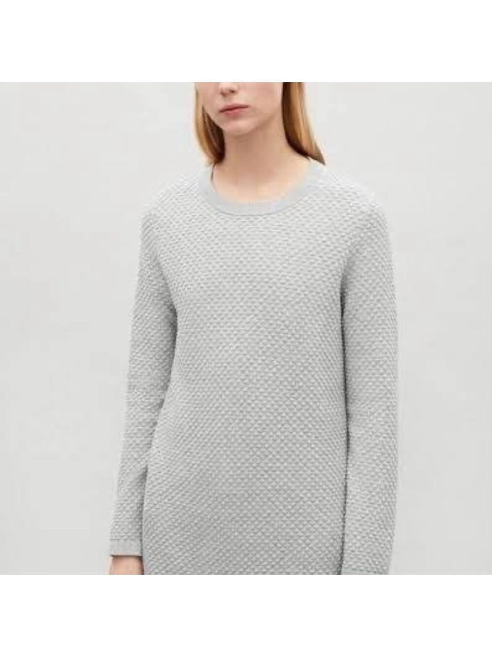 COS 100% COTTON GREY TEXTURED JUMPER, WOMENS XS